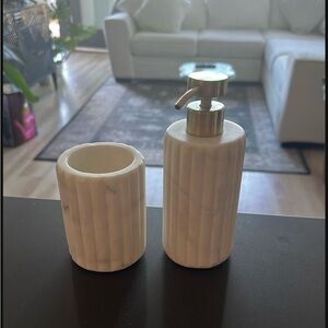 Anthropologie White Marble Bath Accessory Set